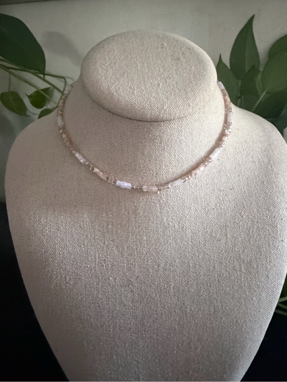 JiaJia Aurora Pink Opal & Rose Quartz Gemstone Beaded Choker Necklace